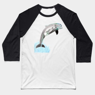 Dolphin Jumping Above the Waves- Pink Baseball T-Shirt